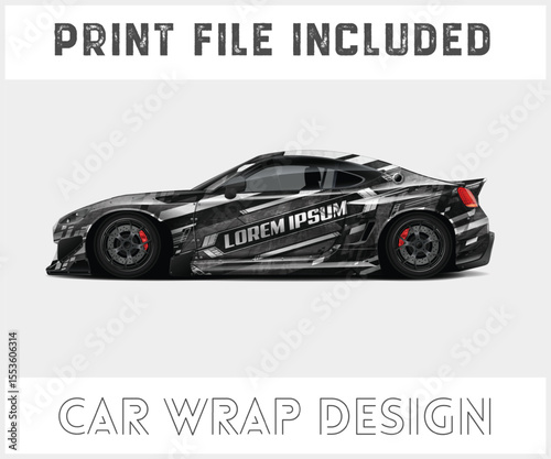 Modern Car Wrap Design Template with Print File Included