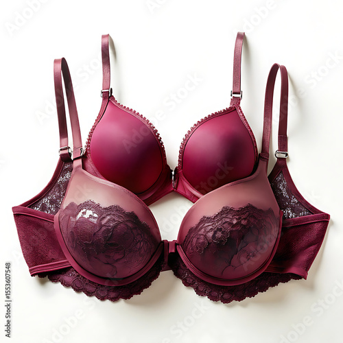 Wallpaper Mural Two maroon bras isolated on white background one with lace detail Torontodigital.ca