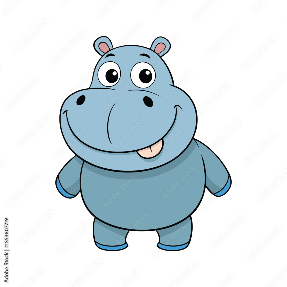Fototapeta premium Friendly hippo character vector illustration isolated on white background
