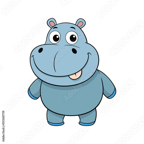 Friendly hippo character vector illustration isolated on white background