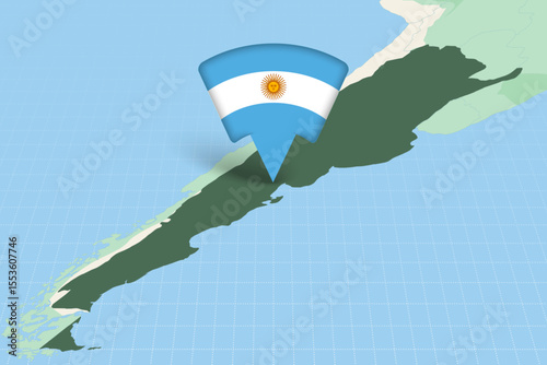 Argentina Location Highlighted on American Map with Flag Icon.