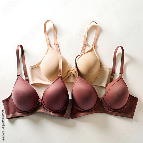 Wallpaper Mural Two bras, one beige and one maroon, are shown isolated on a white background Torontodigital.ca