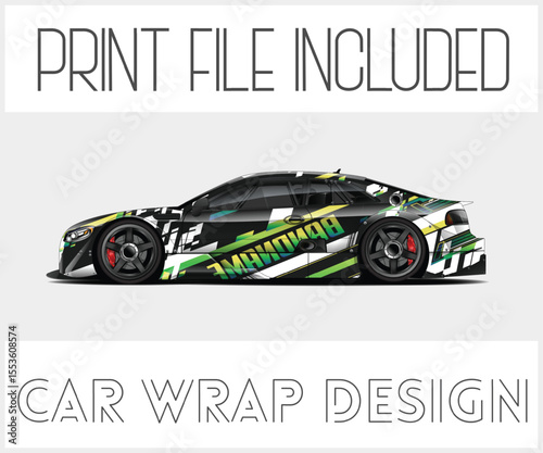 Print File Included Racing Car Wrap Design Colorful