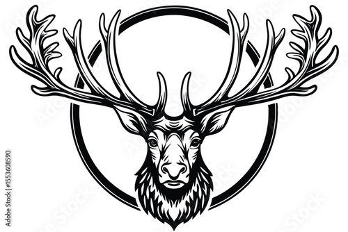 Silhouette of a majestic deer showcases its elaborate antlers and detailed fur texture