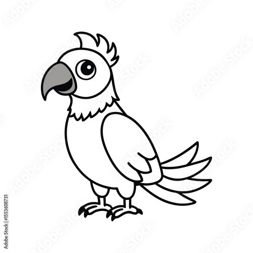 Wallpaper Mural Friendly parrot with small wings silhouette isolated on white background Torontodigital.ca