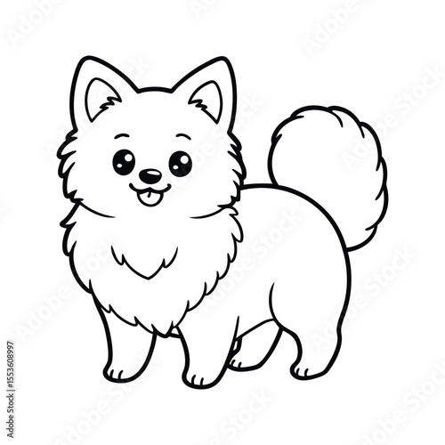 Friendly Pomeranian dog illustration silhouette isolated on white background