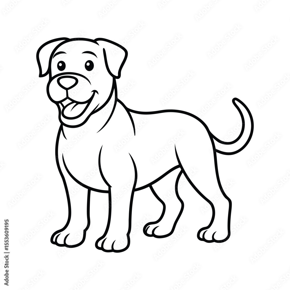 Fototapeta premium Friendly puppy dog with short tail silhouette isolated on white background