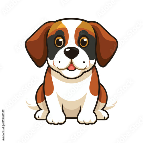 Friendly saint bernard dog with playful expression vector illustration isolated on white background
