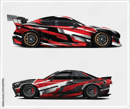 Two Sport Car Designs with Aggressive Graphics Digital