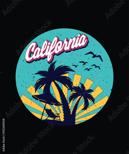 Coastal Circle Vibes T-shirt Design, EPS, VECTOR