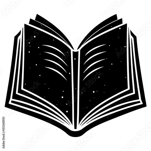 Open book shape silhouette for National Book Lovers Day—great for logos, bookmarks, editorial art, or student reading celebrations.