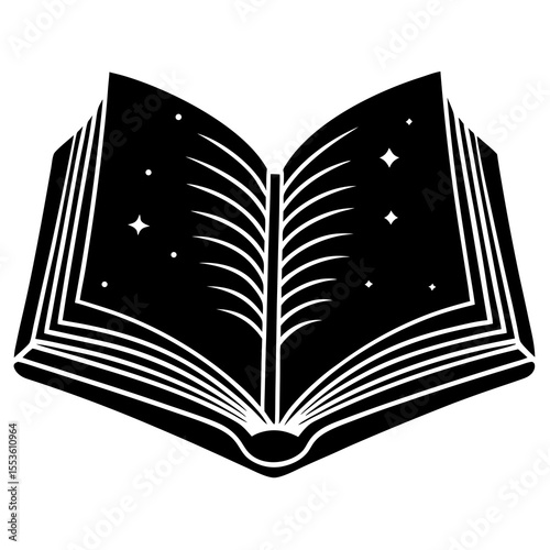 Flat open book silhouette vector for National Book Lovers Day use in stationery, reading programs, bookmarks, and educational campaign designs.