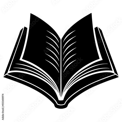 Simple and clean open book silhouette for National Book Lovers Day, ideal for bookworms, libraries, publishing houses, and educational merchandise.
