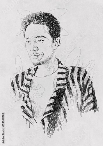 Abstract Scribble Portrait of a Man