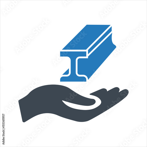 Steel beam icon. Steel beam safe icon