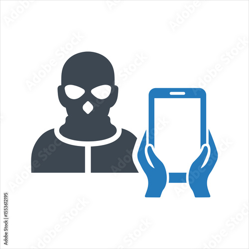 Mobile phone theft icon. Phone Hacker icon
