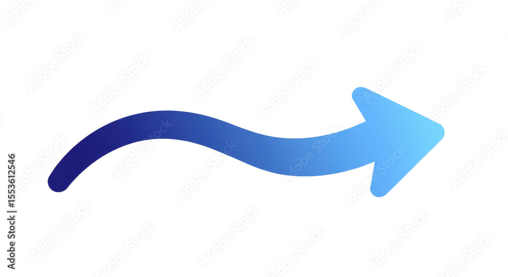 Wavy Blue Arrow Pointing Right. Wavy Blue Arrow Pointing Right.