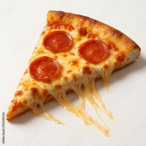 Slide of pizza isolated on white background. Italian food. Fast food concept