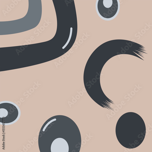 Minimalist Abstract Composition with Organic and Geometric Shapes