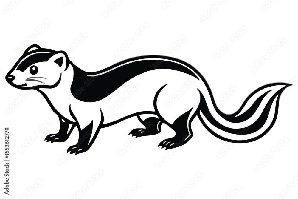 Fototapeta premium Striking Sable Fur Pattern Enhances This Brown and Yellow Illustrated Marten Character