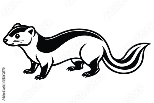 Striking Sable Fur Pattern Enhances This Brown and Yellow Illustrated Marten Character