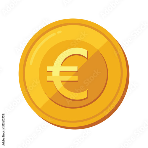 Golden euro coin for banking and investment concept vector illustration isolated on white background