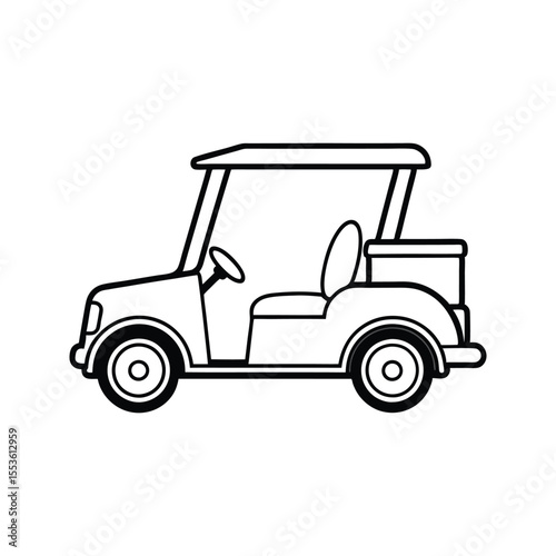 Golf cart with canopy silhouette isolated on white background