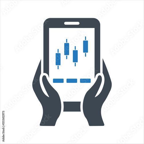 Candlestick chart in mobile icon