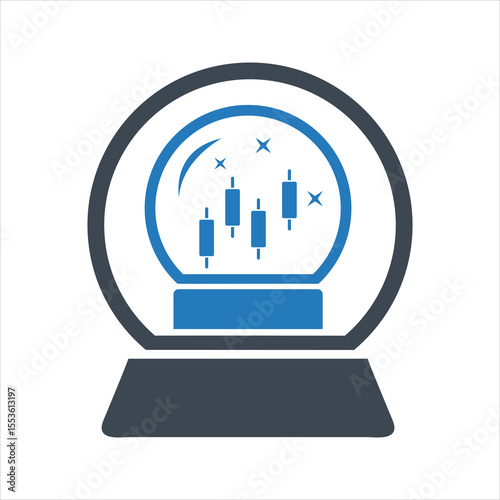 Crystal ball. Candlestick chart icon