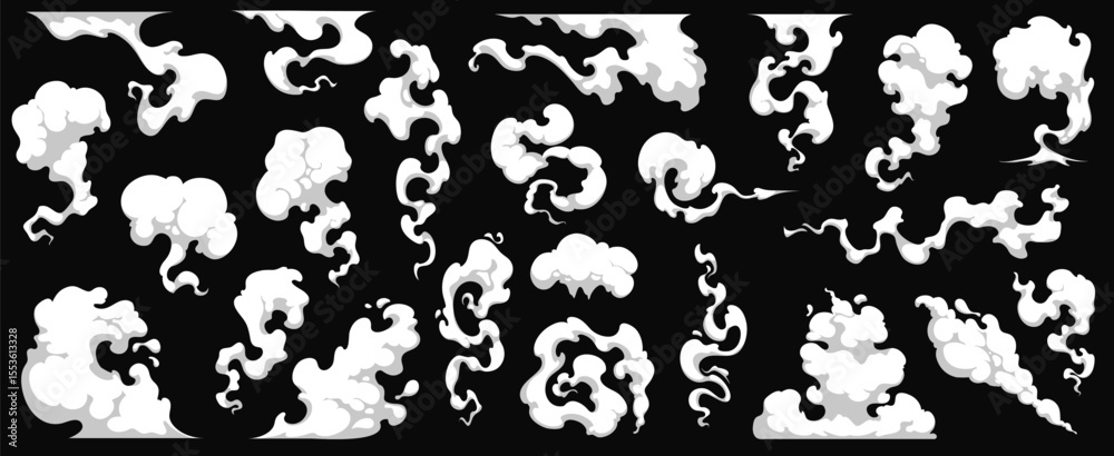 Obraz premium Cloud set, cartoon vector illustration isolated on gray background