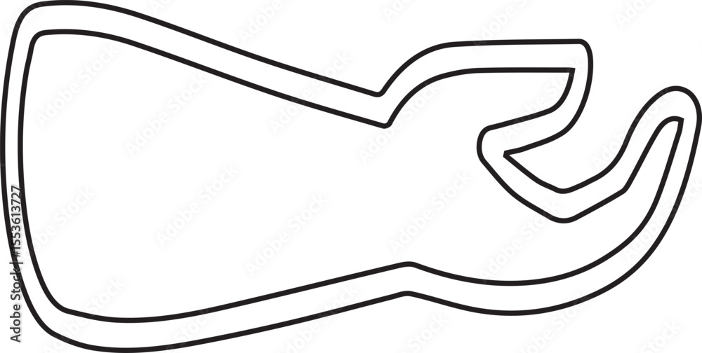 Fototapeta premium This stylized racetrack outline features a simple, minimal design perfect for logo creation, automotive themes, or sports branding with a contemporary and clean aesthetic.