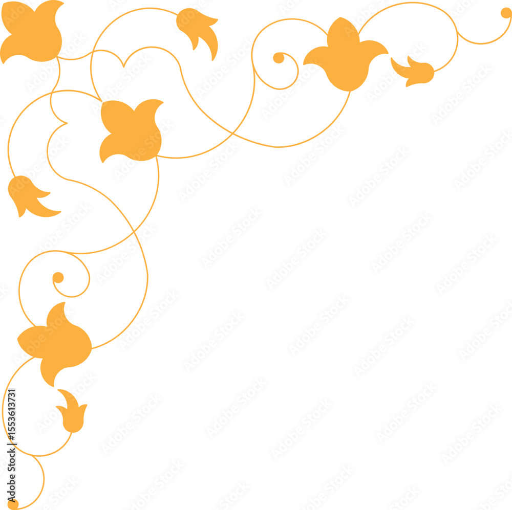 Obraz premium Monoline Decorative Floral Corner