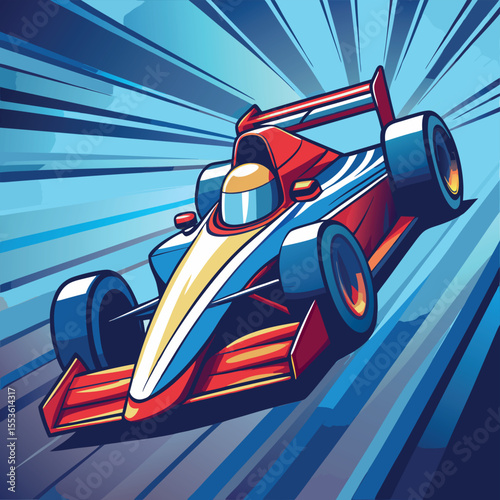 High-Speed Blue Formula One Racing Car – Dynamic Motorsport Action Shot