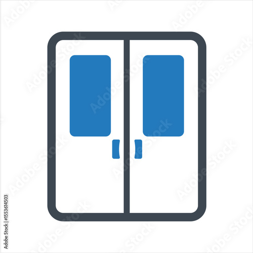 Double door icon. Doorway icon