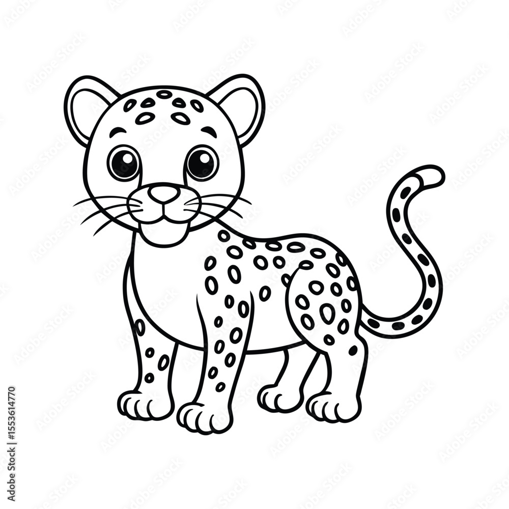 Friendly cartoon leopard with spots silhouette isolated on white background Friendly cartoon leopard with spots silhouette isolated on white background