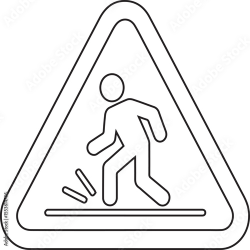 Hazardous slippery surface symbol denotes a potentially dangerous area, perfect for hazard communication, safety signage, and caution alert needs related to pedestrian safety.