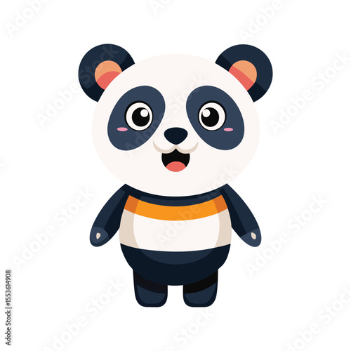 Friendly cartoon panda with rosy cheeks Vector illustration isolated on white background