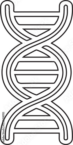 A minimalistic outline depicting a double helix molecule, useful for biotech designs, science teaching, or scientific company branding with an elegant genetic structure.