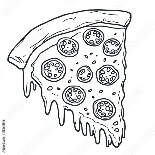 Delicious Cheese And Tomato Pizza Slice Illustration For Coloring Fun