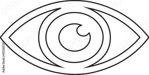 Striking outline graphic of a minimalistic human eye, suitable for logo designs, branding, or website design elements about vision or focus, with a modern and scalable feel.