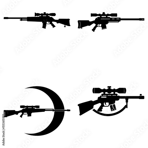 Sniper rifles with scope isolated on white background