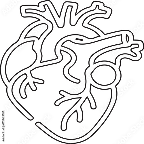 Anatomical heart graphic displays a minimal, stylized design perfect for healthcare branding, medical presentations, or educational materials featuring the human anatomy.