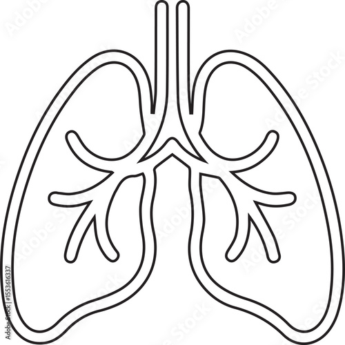 Depicts healthy human lungs with a clean outline, presenting a simple graphic suitable for anatomical studies, educational materials, and health awareness campaigns or logo design projects.
