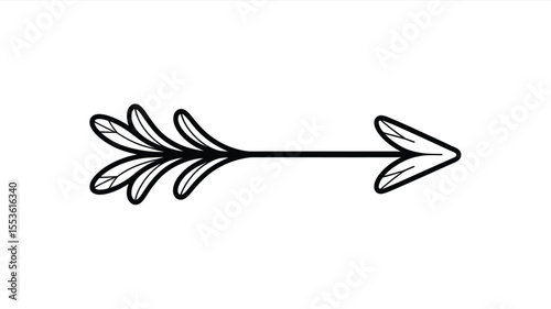 Simple black and white arrow with feathered fletching and point