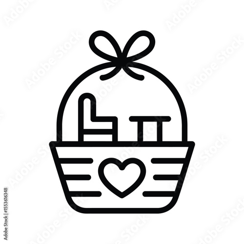 Gift basket with a heart and bow icon symbolizing love and appreciation