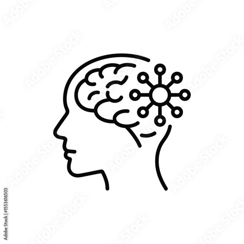 Abstract representation of human brain with neural network connections and thought process