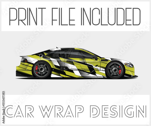 Racing Car Wrap Design with Print File Included