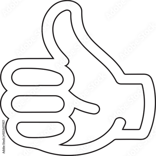 Upward pointing thumb emblem is a simple, positive graphic suitable for app design, user interface elements, websites, social media marketing, or general use as a modern icon.