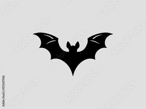 Minimalist black silhouette bat vector logo for Halloween events or gothic brands
