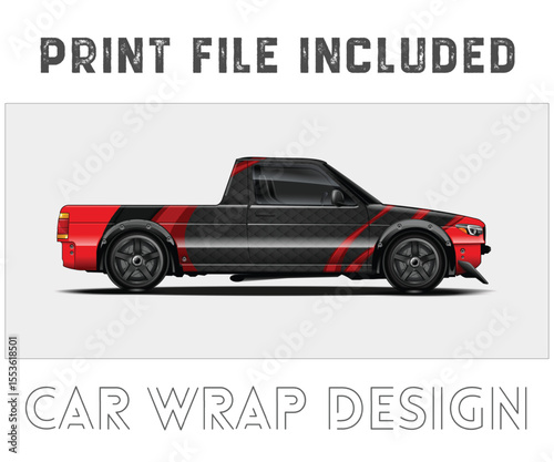 Red and Black Car Wrap Design Print File Included